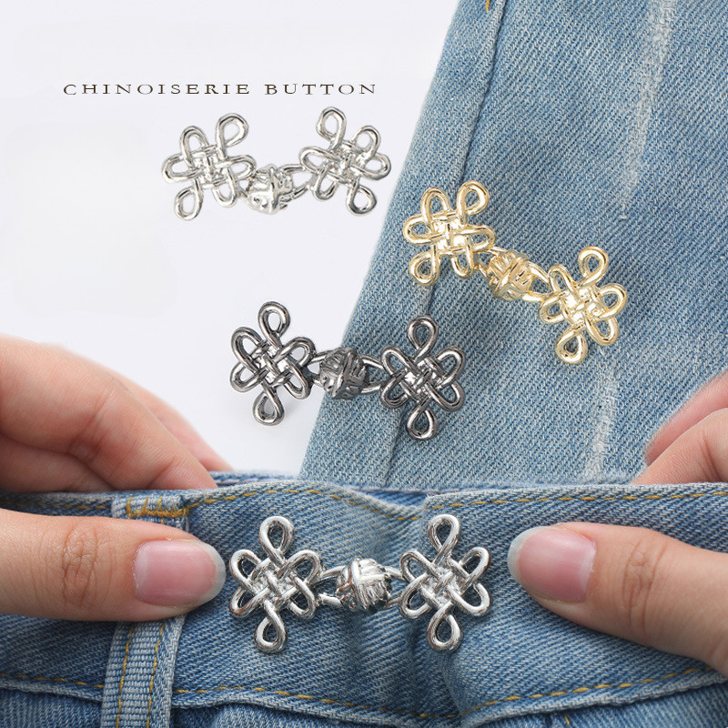 [Yunyuan] Nút thắt thắt lưng tốt lành Khóa phong cách Trung Quốc Đáy phẳng Có thể tháo rời Nút không cần đinh và không có đường may Nút thay đổi kích thước eo Hiện vật
