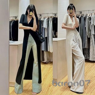 Áo len dệt kim mỏng dài màu trơn cổ chữ V tay ngắn nút xuống áo Cardigan