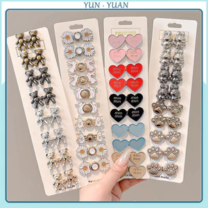 Bộ 2 Cái / 4 Quần Jean Cao Cấp, Váy Denim, Nút Thắt Lưng Cho Nữ, Tươi, Có Thể Điều Chỉnh, Có Thể Tháo Rời, Nút Không Đường May