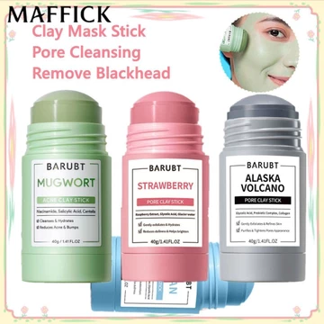 Mặt nạ đất sét làm sạch lỗ chân lông dâu tây Barubt Mặt nạ bùn núi lửa nạ đất sét ngải cứu Thanh nho biển giúp làm sáng da Loại bỏ mụn đầu đen Mặt nạ làm sạch 【bluey】