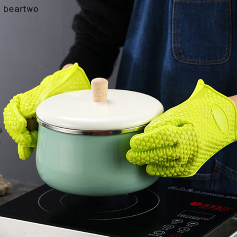< Beartwo > 1 Gói Găng Tay Silicon Găng Tay Nướng Bếp Găng Tay Lò Nướng Chịu Nhiệt Chống Trơn Trượt Nấu Nướng Găng Tay Nướng Bánh Đẹp