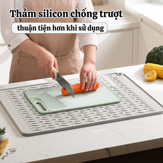 Thảm Silicone Úp Chén Đĩa Ráo Nước Nhanh Khô Chống Trượt, Tấm Lót Nồi, Lót Bếp Silicone Thoát Nước