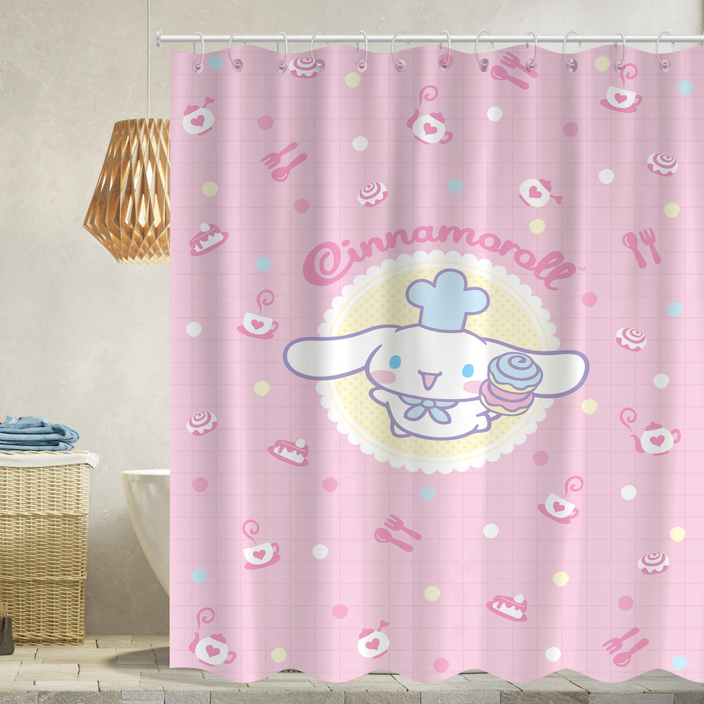 Sanrio Cinnamoroll Polyester Rèm tắm chống thấm nước Trang trí phòng tắm