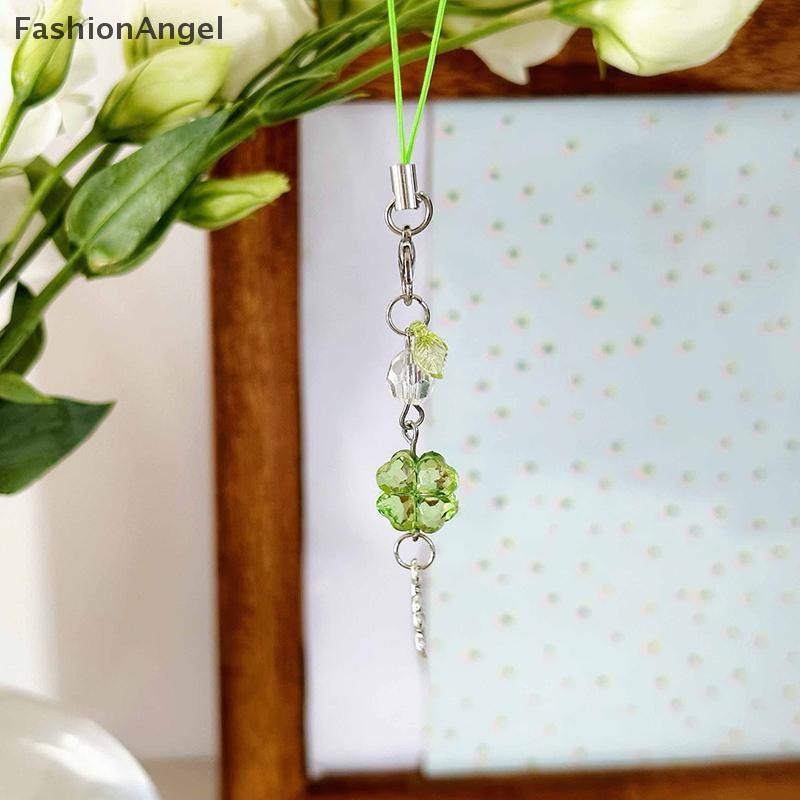 Fashionangel 1 Pha Lê May Mắn Bốn Lá Cỏ Ba Lá Điện Thoại Di Động Dây Y2K Hợp Thời Trang Đính Hạt Điện Thoại Dây Móc Khóa Thời Trang Cô Gái Quà Tặng VN