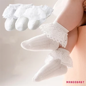 Mg-baby Bé Gái Tất Dễ Thương Ngọt Ngào Ren Viền Tất Mềm Nhẹ Chống Trơn Trượt Cho Thường Ngày