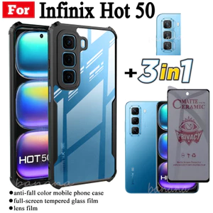 Ốp Điện Thoại Chống Sốc 3 Trong 1 Infinix Hot 50 Cho Infinix Hot 40 40i 40 Pro Chống Gián Điệp Gốm Mềm Mờ Riêng Tư Kính Cường Lực