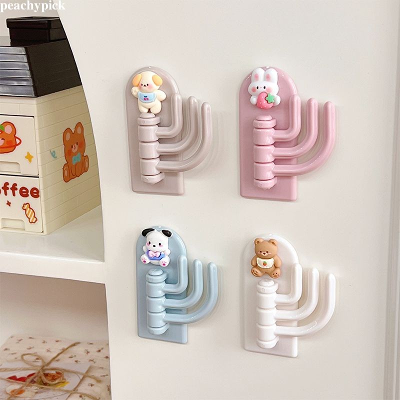 🍑peach🍑 Móc hoạt hình sáng tạo của học sinh Không để lại dấu vết Móc Treo Không Đục Lỗ 3 móc hãng Móc phim hoạt hình