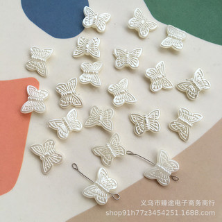 Phụ kiện nhựa hình bướm nhỏ lỗ dọc mini giả ngọc trai DIY làm thủ công cho bông tai, phụ kiện tóc, dây chuyền, nhẫn bán buôn