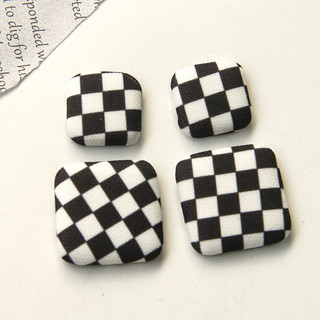 Hàn Quốc Cùng Phong Cách Đen Trắng Kẻ Sọc Nút Phụ Kiện diy Tính Khí Bông Tai Phụ Kiện Tóc Vỏ Điện Thoại Chất Liệu Bán Buôn