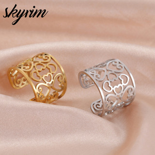 SKYRIM Nữ Nhẫn Trái Tim Rỗng Thanh Lịch Thời Trang Cá Tính Trang Sức Thép Không Gỉ Ngày Valentine Cho Các Cặp Vợ Chồng