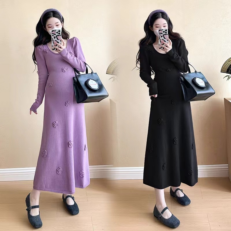 Trang phục bà bầu Thu đông Thời trang Influencer Tính khí Slim-fit