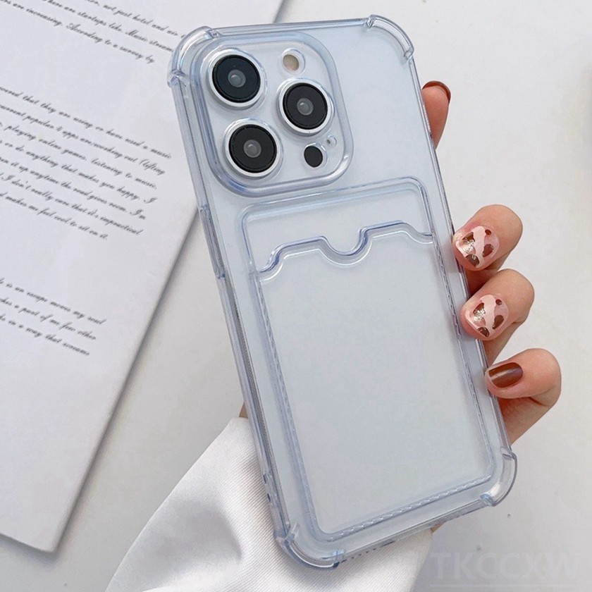Vỏ chống sốc trong suốt bốn góc chống rơi đầy màu sắc có giá đỡ thẻ Vỏ điện thoại mềm cho OPPO A3X A3 Pro A80 A60 A79 A98 A78 A58 A38 A18 A17 A57 A17K A77 A77S A96 A76