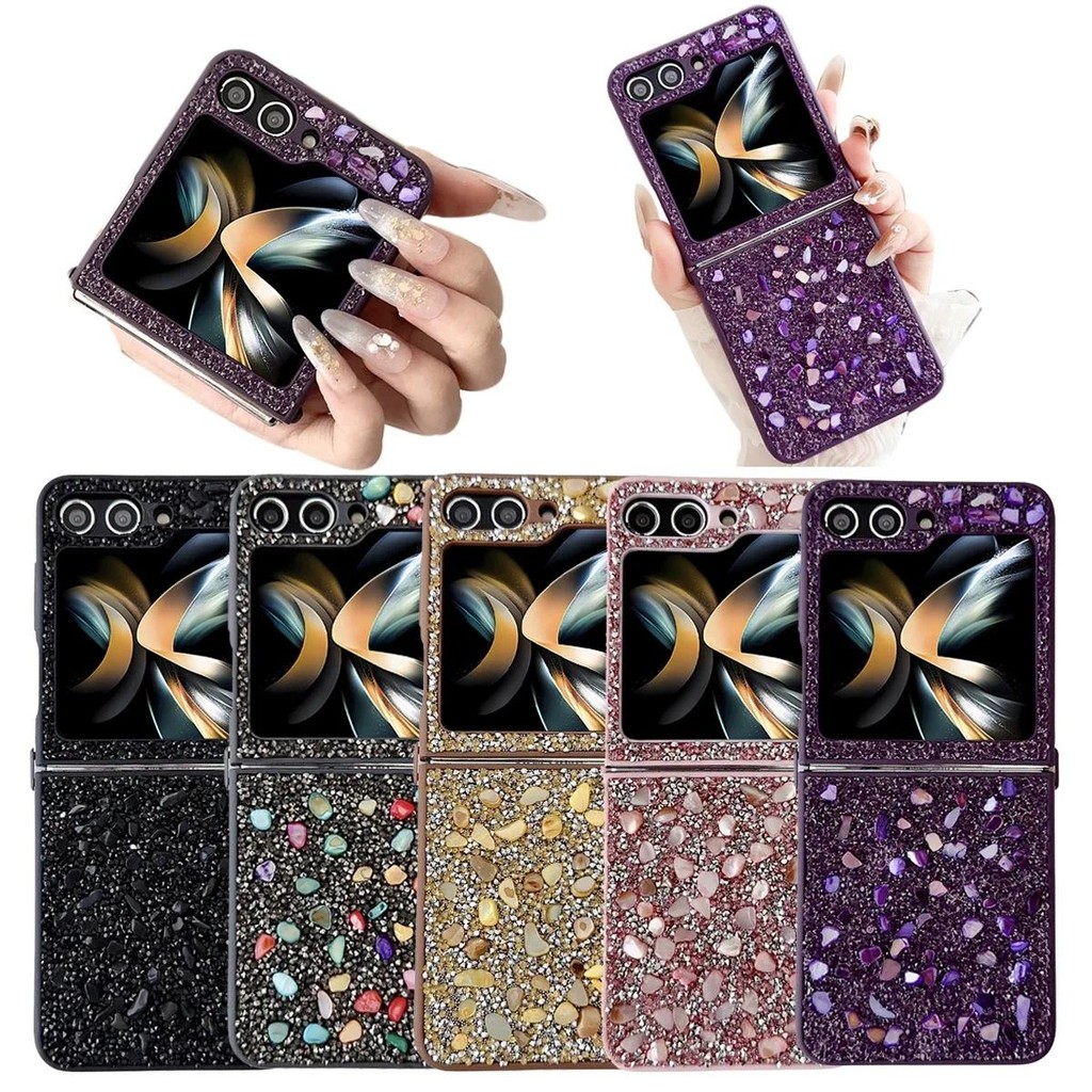 Ốp điện thoại TPU mềm viền mềm lấp lánh kim cương rực rỡ cho Samsung Galaxy Z Flip 7 6 5 4 3 Flip7 Flip6 Skin Feel Protection Cover