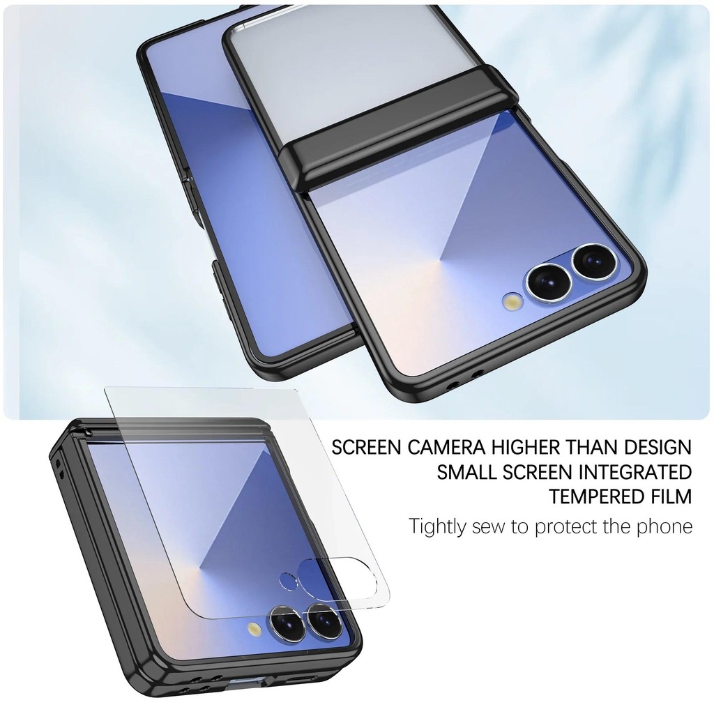 Ốp Điện Thoại Bảo Vệ Bản Lề Mạ Điện Cho Samsung Galaxy Z Flip 7 6 5 Flip7 Flip6 Flip5 Có Phim Cường Lực Bao Gồm