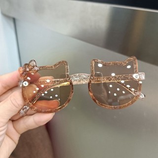 Kính râm Kitty chống tia cực tím cho bé gái-Kính chống nắng phân cực silicon dễ thương cho trẻ em