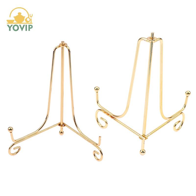 YOVIP Vàng Sắt Trưng Bày Đứng Thủ Công Giá Đỡ Sách Ảnh Bệ Bát Đĩa Khung Đĩa Hình Giá Rẻ Lưu Trữ Trang Trí VN