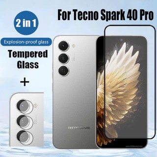 Bảo vệ màn hình kính cường lực 2 trong 1 Tecno Spark 40 Pro cho Tecno Spark Go 1 2024 30c 30 20 Pro 4G 5G 9D Phim bảo vệ kính & Phim ống kính máy ảnh