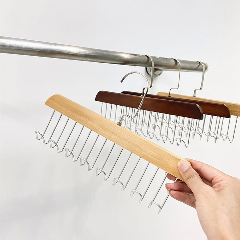 Móc Gỗ Treo Đồ Đa Năng Móc Treo Đồ Lót Khăn Thắt Lưng Cà Vạt Áo 2 Dây Có Thể Xoay 360 Độ