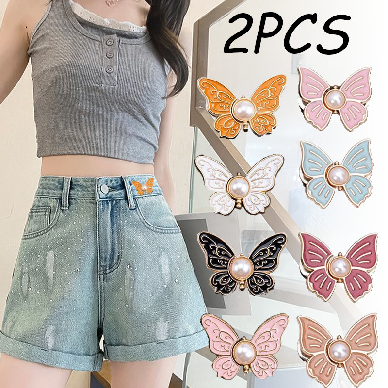 2 Chiếc Eo Bướm Nút Quần Eo Điều Chỉnh Kích Thước Khóa Thắt Lưng Chu Vi Co Giãn Cố Định Dụng Cụ