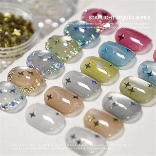 Móng Tay Nghệ Thuật Ngôi Sao Bốn Cánh Sequin Cổ Tích Lấp Lánh Ngôi Sao Kim Sa Lấp Lánh Siêu Flash Quyến Rũ Trang Trí Móng Tay Dụng Cụ Làm Móng Tay Cho Tiệm Làm Móng Tay