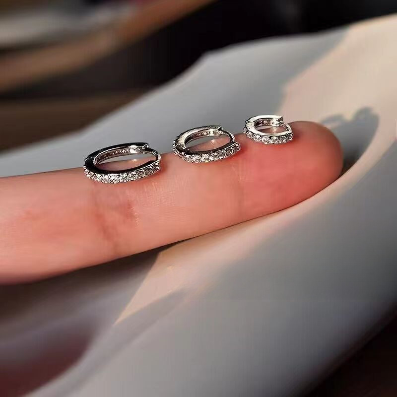 Bông tai nhỏ tròn tối giản dành cho nữ Bông tai Zircon nhỏ đơn giản phù hợp