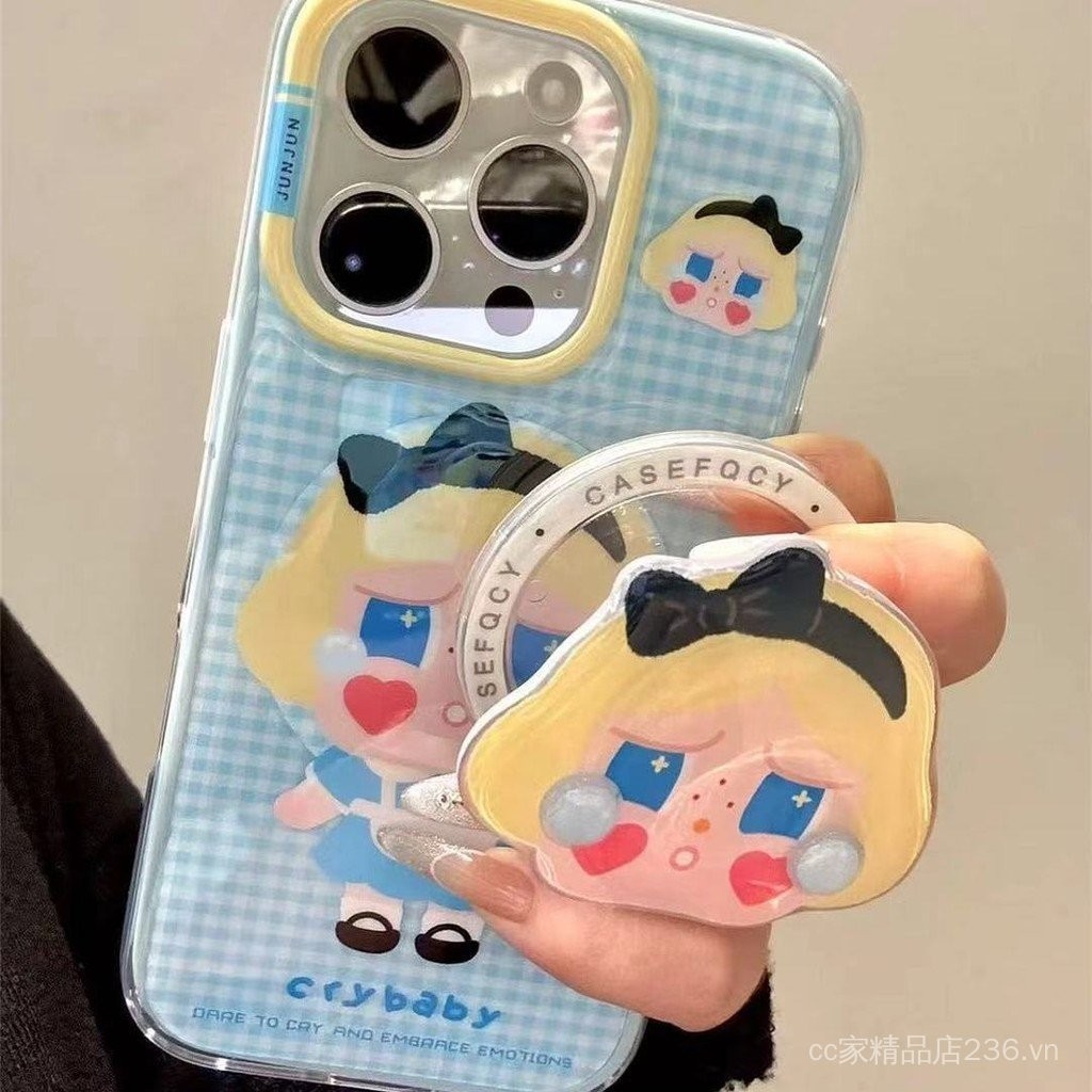 Màu Xanh Hồng Kẻ Sọc Khóc Cho Bé Từ Tính Giá Đỡ Thích Hợp Cho 16 Vỏ Điện Thoại 15pro Bán Chạy 13iPhone14proma Phong Cách Mới