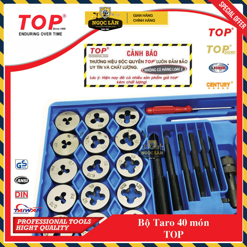 [Chính hãng TOP] Bộ Taro 40 món TOP taro răng trong và ngoài từ M3-M12 hàng Đài Loan cao cấp
