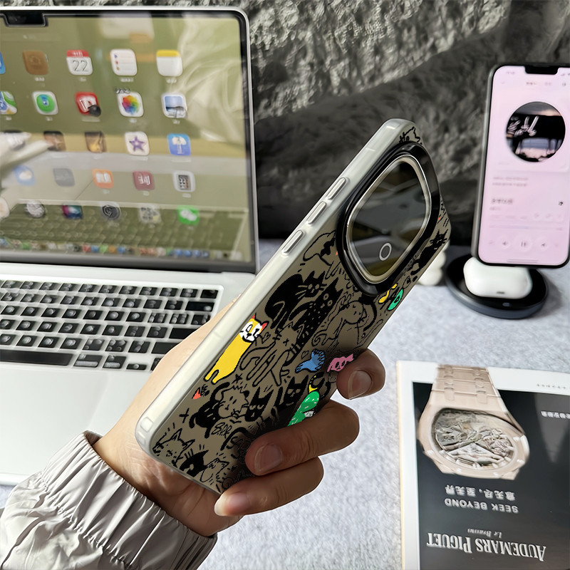 Dành cho iQOO 13 12 Pro Z10 Turbo Z9 Z9X Neo 10 Pro Neo 9 Graffiti Cat Micro Matte Frosted Phone Case cho iQOO Z9 Turbo Z8 Ốp điện thoại iQOO chống sốc