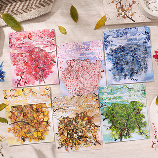 Set 10 Miếng Dán Sticker PET 2ABC Chủ Đề Cây Cỏ & Lá Cây Bốn Mùa Trang Trí Sổ, Bullet Journal