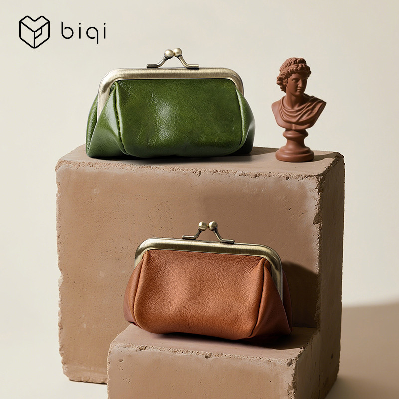 CASEGRACE Da Thật Chính Hãng Mini Hộp Trang Sức Di Động Vintage Lấy Cảm Hứng Từ Da Thật Ví Đựng Tiền Xu Hộp Đựng Trang Sức Có Khóa Nụ Hôn Mini Nhẫn Du Lịch Dành Cho Nữ Để Bảo Quản Bông Tai