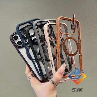 Ốp điện thoại trong suốt từ tính cho iPhone 17 Pro Max 16 Pro Max 15 14 13 12 Pro Max với giá đỡ máy ảnh tích hợp Vỏ chống sốc Mặt sau Acrylic trong suốt cạnh mềm Vỏ bảo vệ toàn bộ ống kính