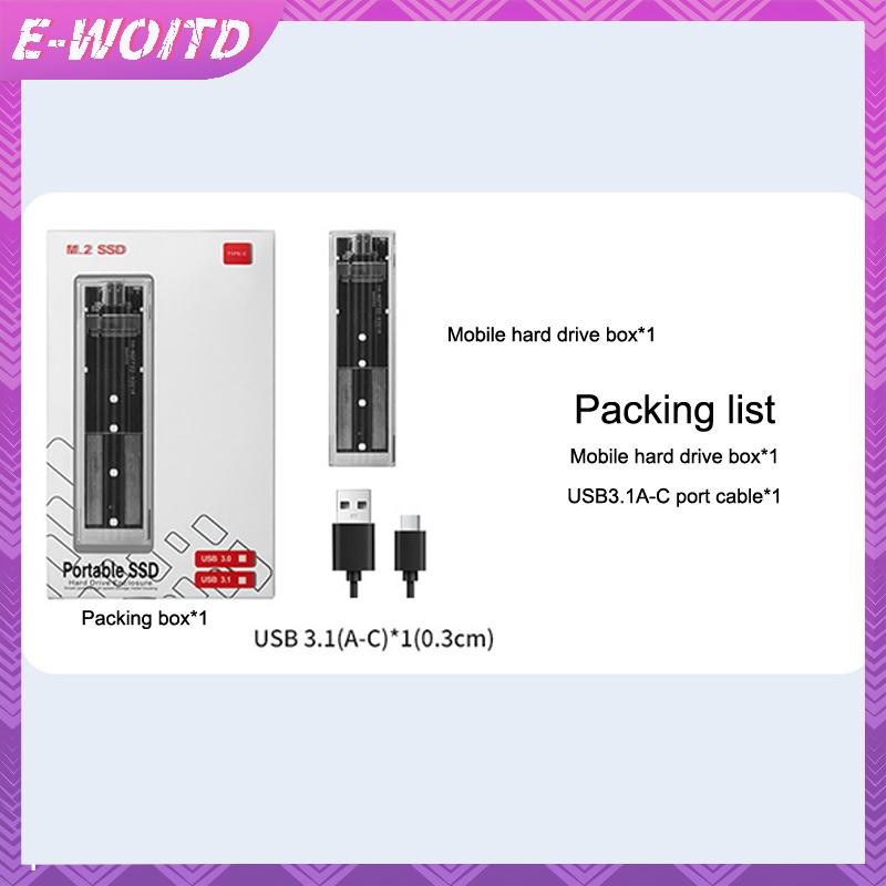 E-woitd M.2 NVME PCIe NGFF SATA Hộp đựng giao thức USB trong suốt Loại C 10Gbps PCI-E Hộp đựng ổ cứng gắn ngoài trong suốt cho điện thoại máy tính xách tay HNVN