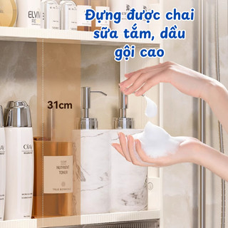 Kệ Đựng Mỹ Phẩm 3 Tầng Gắn Tường Nhà Tắm Có Móc Treo MAISON Giá Để Gia Vị Dán Tường Nhà Bếp Tiện Lợi