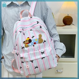 Deyangk Dễ Thương Dachshund Nơ Sọc Ba Lô In Dung Tích Lớn Học Sinh Schoolbag Thời Trang Tinh Tế Cá Tính Xu Hướng Túi Du Lịch Quà Tặng VN