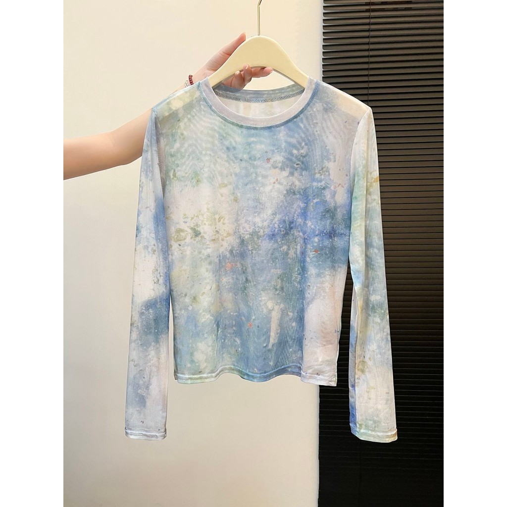Milyfashion Gạc Co Giãn Rendering In Hình Áo Thun Chống Nắng Dài Tay Mùa Hè Thoải Mái Tất Cả Trận Đấu Sang Trọng I