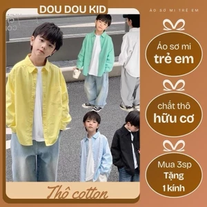 SM08 Sơ Mi Trẻ Em 11-46kg,Chất Thô Cotton Mềm Mát Cho Bé Đi Học