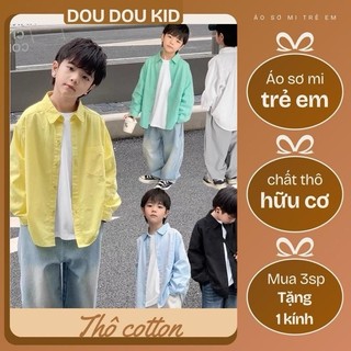 [15-48kg] SM08 Sơ Mi Trẻ Em 11-46kg,Chất Thô Cotton Mềm Mát Cho Bé Đi Học