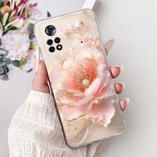 Dành Cho Xiaomi Poco X4 Pro 5G Vỏ Silicon Trong Suốt TPU Thời Trang Hoa Đá Cẩm Thạch Mềm Mại Ốp điện thoại Cho Xiomi Poco X4 Pro