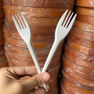 Muỗng nhựa dùng 1 lần -1 bịch 100 cái - Muỗng cơm muỗng trà sữa nĩa muỗng trong - Hùng Home