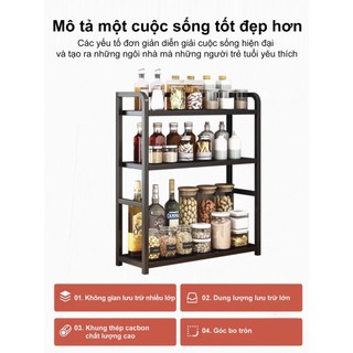 BMZAR Kệ đựng gia vị nhà bếp Bền và rẻ Kệ Gia Vị 100% thép cacbon Kệ đa năng đựng gia vị 2/3 tầng