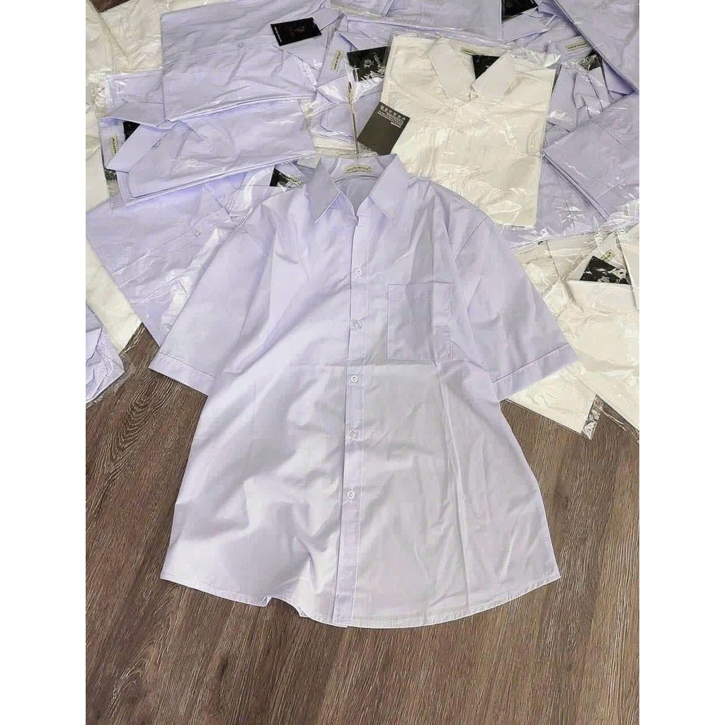 Áo sơ mi trắng unisex tay lỡ và dài tay cho học sinh, freesize thoải mái-chang3158