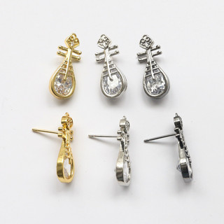 Mặt dây chuyền kẻ sọc zircon đồng mạ vàng thật, style phù thủy yêu tinh, thiết kế DIY handmade baroque