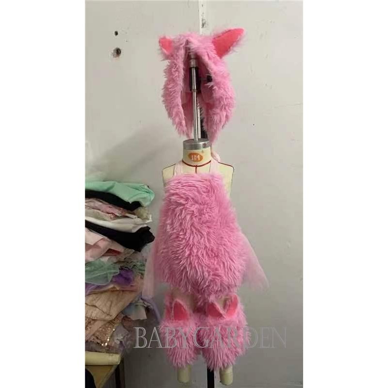 Baga-0-24 Tháng Tuổi Bé Gái Áo Liền Quần Thỏ Sang Trọng Không Tay Lưới Viền Body Có Mũ Và Chân