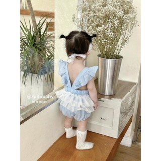 Bé Nguyên Chất Cotton Siêu Phương Tây Phong Cách Mùa Hè Nữ Ren Jumpsuit Full Tháng Trăm Ngày Mùa Hè Áo Liền Quần Cho Bé Sơ Sinh Quần Áo 7.7