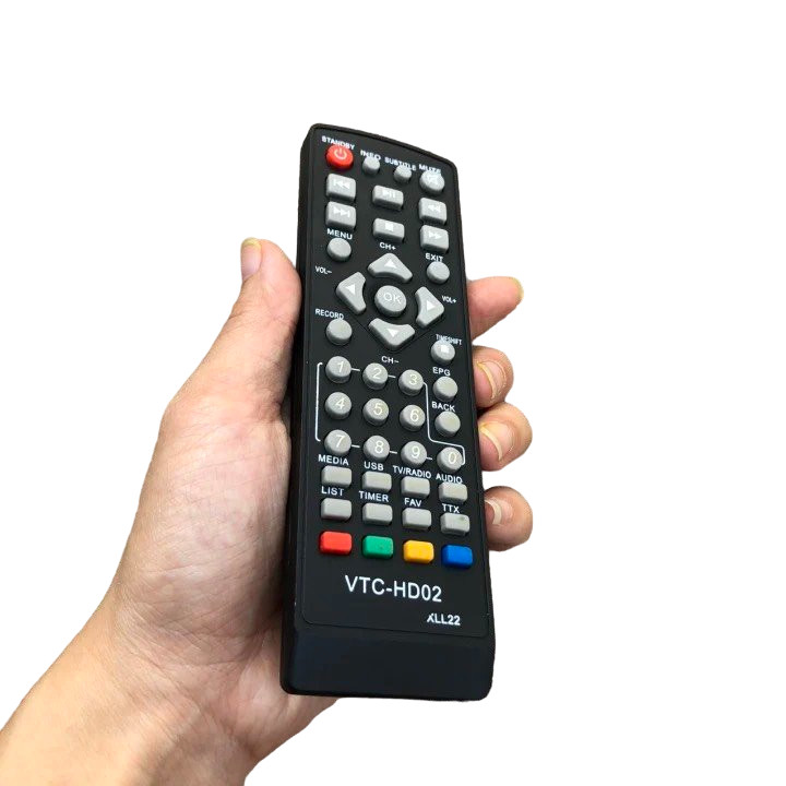 tay điều khiển remote từ xa đầu thu VTC HDV2 XLL22 chính hãng-kèm pin-tay đầu bấm đầu thu VTC HDV2 XLL22 chính hãng