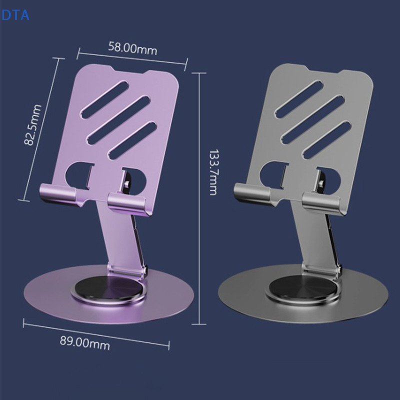 Kim loại DTA 360° Xoay Điện Thoại Di Động Giá Đỡ Máy Tính Bảng Chống Trượt Có Thể Gập Lại Điều Chỉnh Di Động Lười Để Bàn Sống Điện Thoại Di Động Đứng Gắn PO