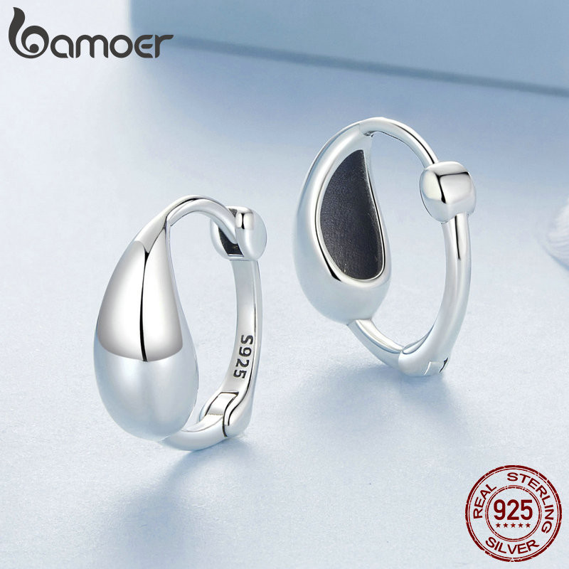 Bamoer 925 Sterling Sliver Bông Tai Nước Thiết Kế Giọt Nước Trang Sức Quà Tặng Cho Nữ