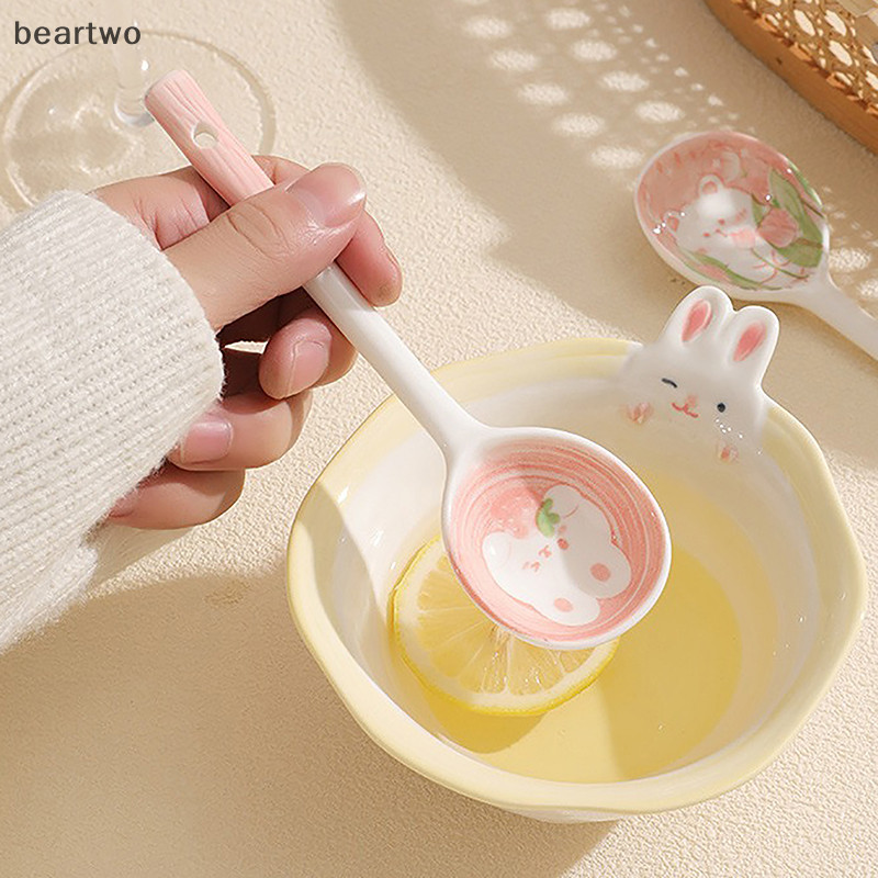 < Beartwo > Thìa Canh Gốm Thìa Ngũ Cốc Bộ Đồ Ăn Gia Đình Dễ Thương Sơn Thìa Cà Phê Mứt Thìa Quà Tặng Món Tráng Miệng Muỗng Đồ Dùng Nhà Bếp Đẹp