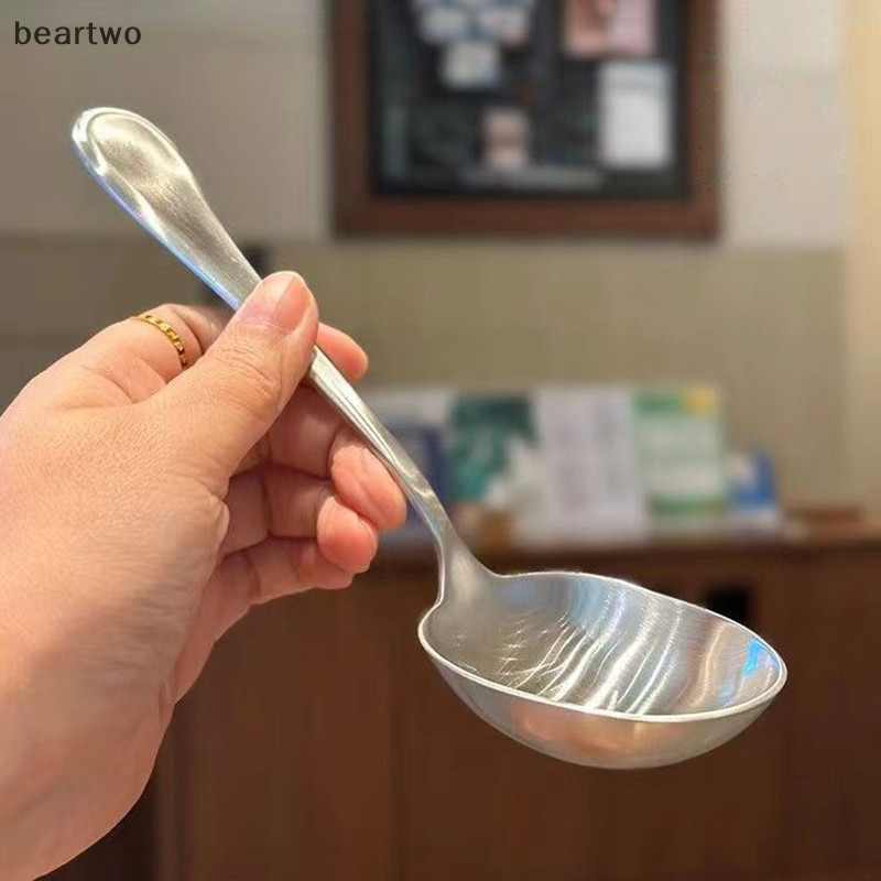 < Beartwo > Thìa Tròn Thép Không Gỉ Lưới Đỏ Vàng Bữa Tối Tay Cầm Dài Khuấy Thìa Tráng Miệng Cho Phụ Kiện Nhà Bếp Tiện Ích Đẹp
