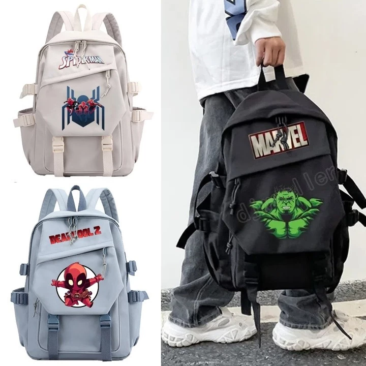 Ba lô sinh viên Marvel Dung tích lớn Ba lô bé trai và bé gái Người nhện Hulk Ba lô trẻ trung Ba lô máy tính xách tay